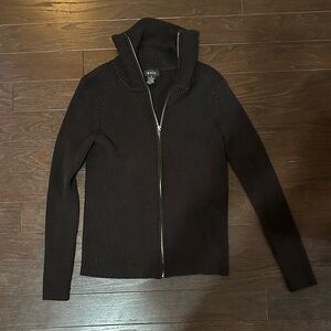 Black Ribbed Turtleneck Sweater